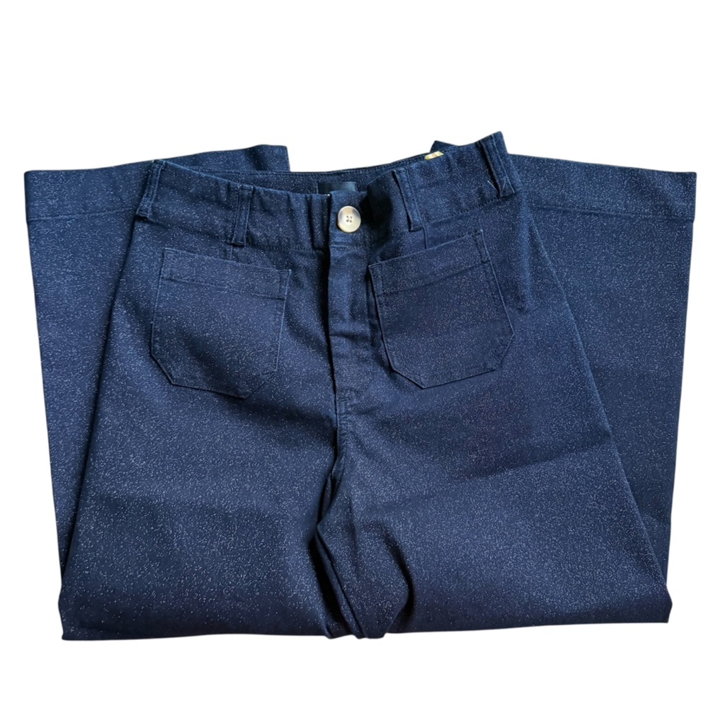 Anthropologie Maeve The Colette Sparkle Denim Cropped Wide Leg Jeans Sz 16W - Picture 5 of 8